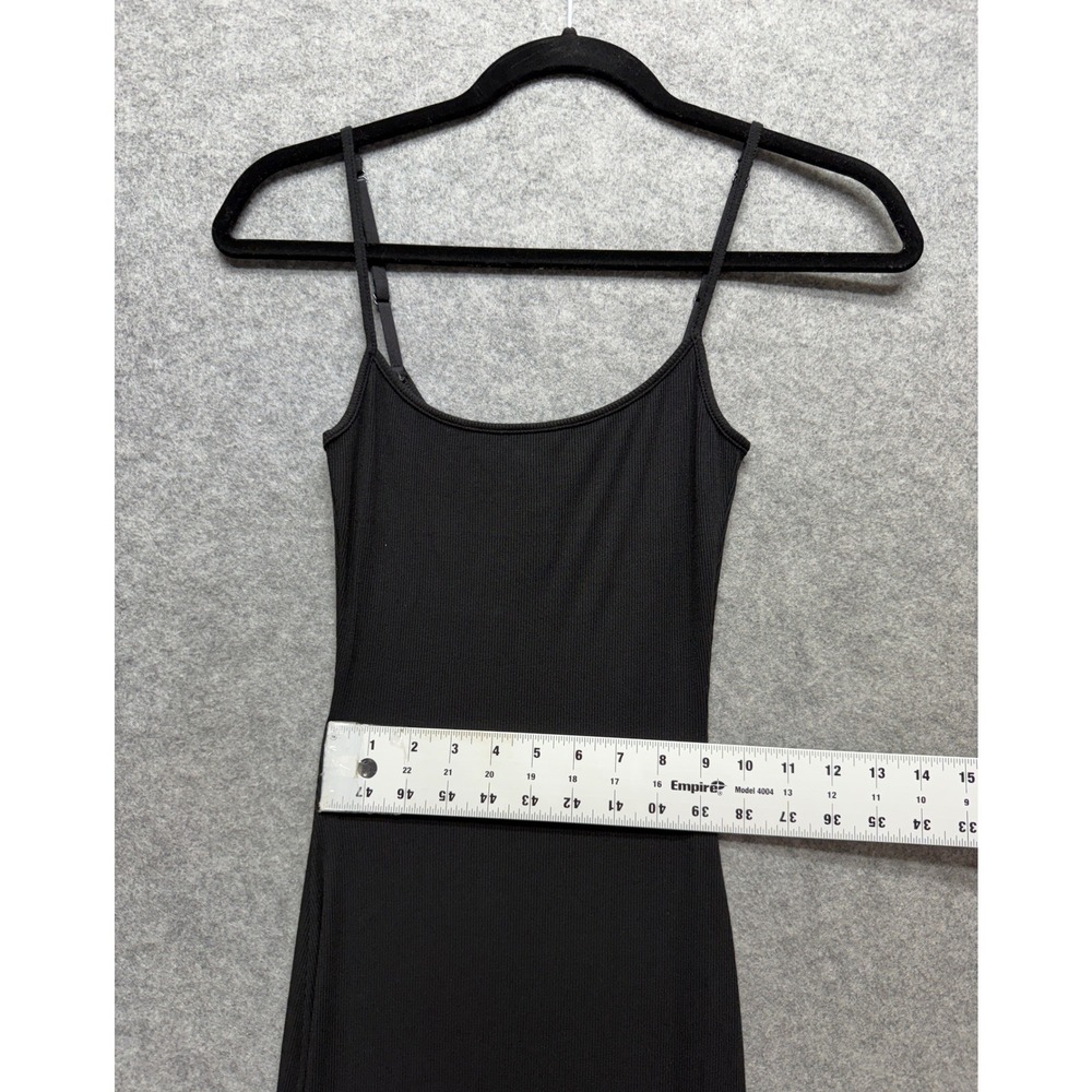 SKIMS Soft Lounge Long Slip Dress Black Ribbed Maxi Gown Small Spaghetti Strap - Picture 4 of 9
